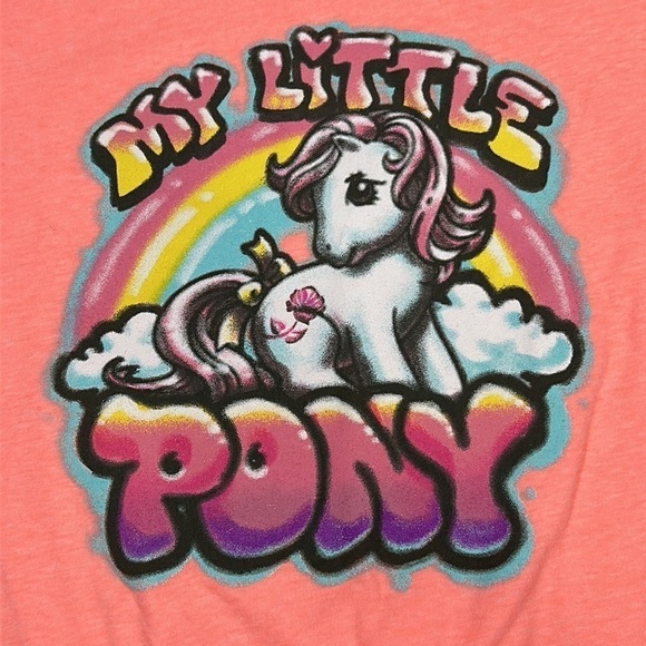 My Little Pony Neon Hot Coral tee retro airbrush pony size medium NEW - Picture 2 of 9